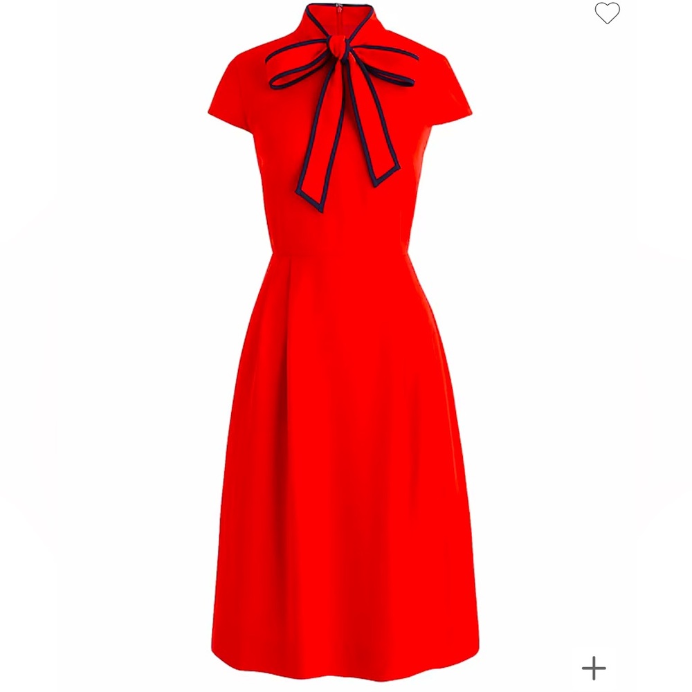 J. Crew Red Midi Dress Work Office Retro